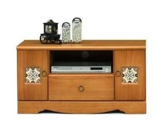 Amazon｜レトロなデザインタイル 90天然木テレビボード 幅90cm 日本製